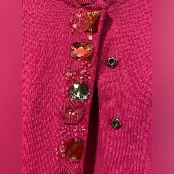 NWT Apt. 9 Pink Embroidered Beaded Bedazzled Button Front Cardigan Size Small - Picture 5 of 10